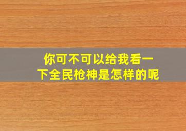 你可不可以给我看一下全民枪神是怎样的呢