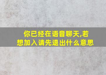 你已经在语音聊天,若想加入请先退出什么意思