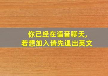 你已经在语音聊天,若想加入请先退出英文