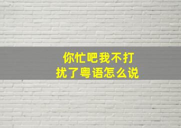 你忙吧我不打扰了粤语怎么说