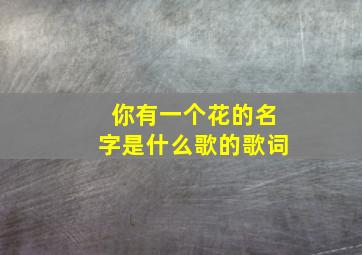 你有一个花的名字是什么歌的歌词