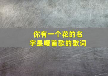 你有一个花的名字是哪首歌的歌词