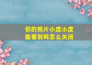 你的照片小度小度能看到吗怎么关闭