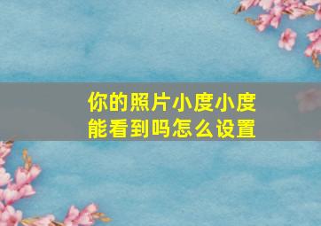 你的照片小度小度能看到吗怎么设置