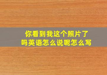 你看到我这个照片了吗英语怎么说呢怎么写