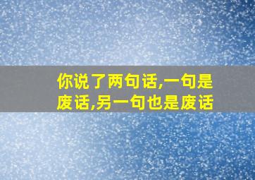 你说了两句话,一句是废话,另一句也是废话