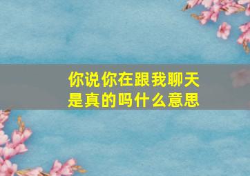 你说你在跟我聊天是真的吗什么意思