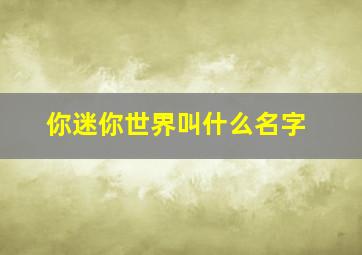 你迷你世界叫什么名字