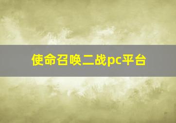 使命召唤二战pc平台