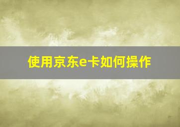 使用京东e卡如何操作