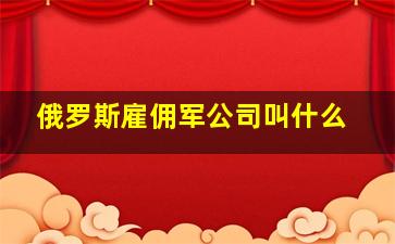 俄罗斯雇佣军公司叫什么