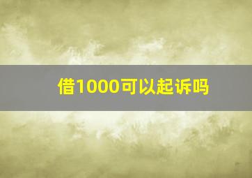 借1000可以起诉吗