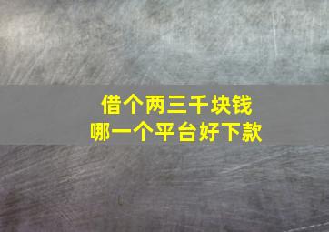 借个两三千块钱哪一个平台好下款