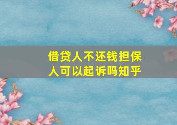 借贷人不还钱担保人可以起诉吗知乎