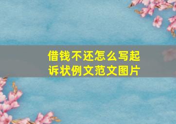 借钱不还怎么写起诉状例文范文图片