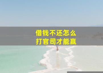 借钱不还怎么打官司才能赢