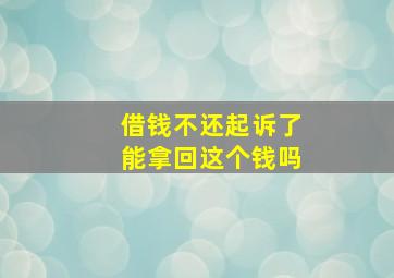 借钱不还起诉了能拿回这个钱吗