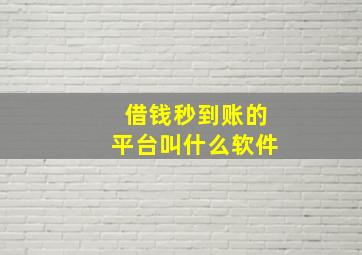 借钱秒到账的平台叫什么软件