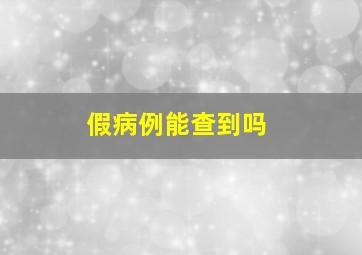 假病例能查到吗