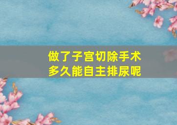 做了子宫切除手术多久能自主排尿呢