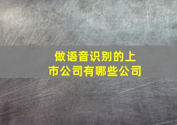 做语音识别的上市公司有哪些公司