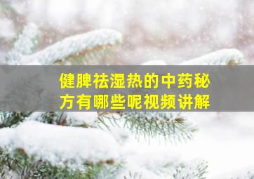 健脾祛湿热的中药秘方有哪些呢视频讲解