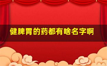 健脾胃的药都有啥名字啊