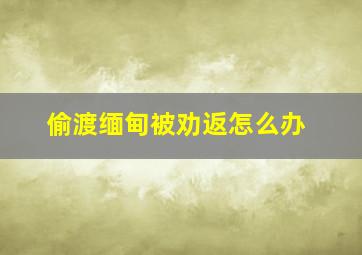 偷渡缅甸被劝返怎么办