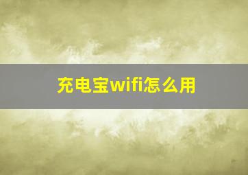 充电宝wifi怎么用