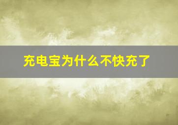 充电宝为什么不快充了