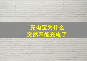 充电宝为什么突然不能充电了