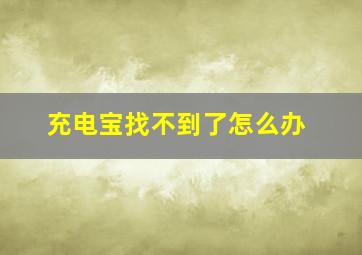 充电宝找不到了怎么办