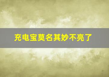 充电宝莫名其妙不亮了