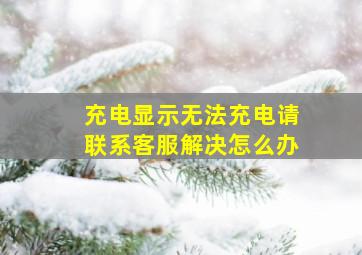 充电显示无法充电请联系客服解决怎么办