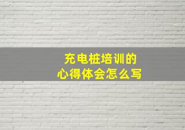 充电桩培训的心得体会怎么写