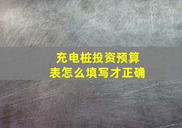 充电桩投资预算表怎么填写才正确