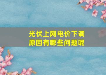 光伏上网电价下调原因有哪些问题呢