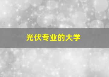 光伏专业的大学