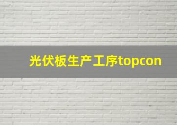 光伏板生产工序topcon