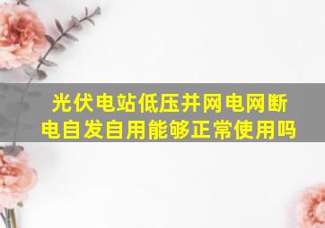 光伏电站低压并网电网断电自发自用能够正常使用吗