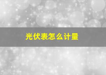 光伏表怎么计量