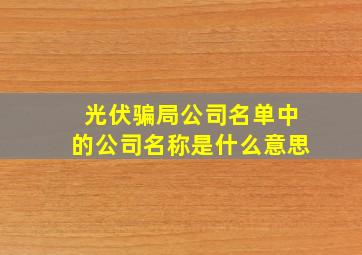 光伏骗局公司名单中的公司名称是什么意思