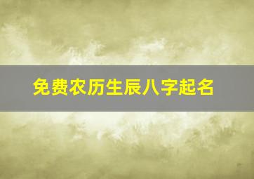 免费农历生辰八字起名