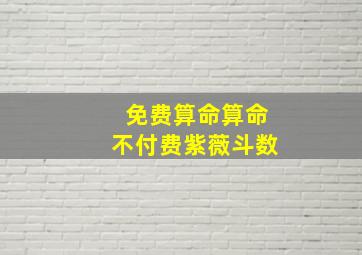 免费算命算命不付费紫薇斗数