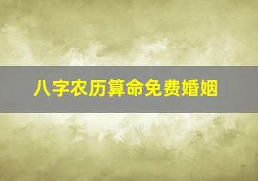 八字农历算命免费婚姻