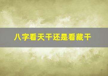 八字看天干还是看藏干