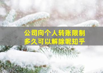 公司向个人转账限制多久可以解除呢知乎