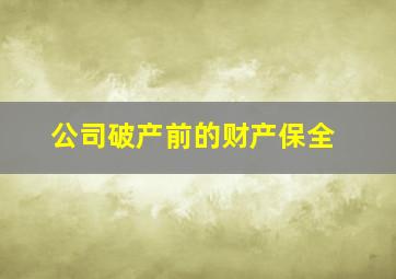 公司破产前的财产保全