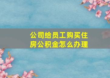 公司给员工购买住房公积金怎么办理