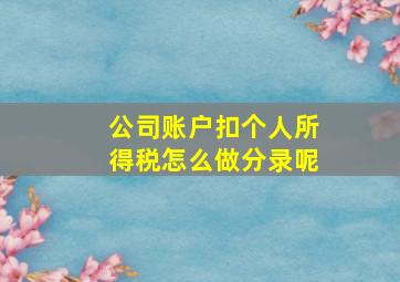 公司账户扣个人所得税怎么做分录呢